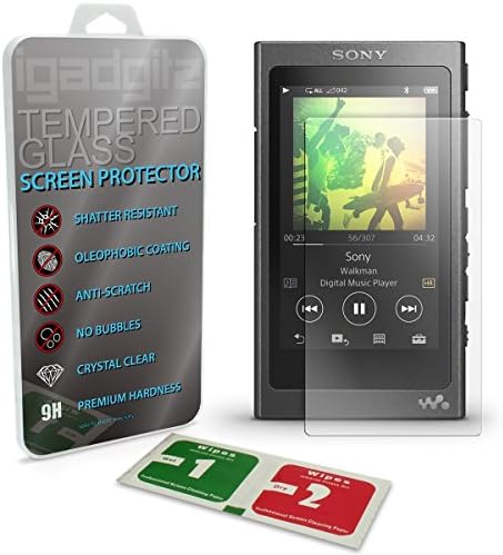 ıGadgitz U6876 Temperli Cam Ekran Koruyucu Sony Walkman NW-A35 NW-A40 NW-A45 Yüksek Çözünürlüklü Ses MP3 Çalar Kırılmaz 9 H