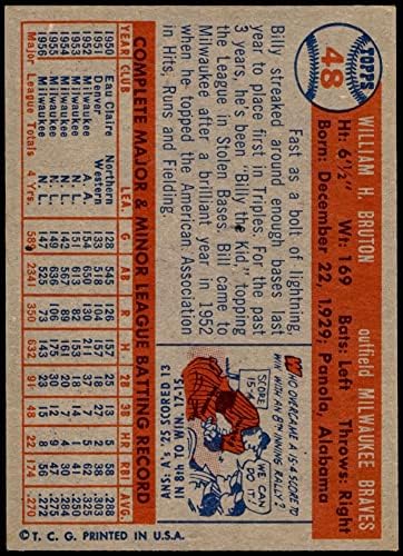 1957 Topps 48 Billy Bruton Milwaukee Braves (Beyzbol Kartı) NM Braves