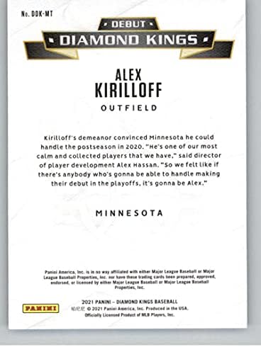2021 Diamond Kings İlk Diamond Kings Sanatçı Kanıtı Mavi 17 Alex Kirilloff Minnesota Twins Panini America'dan Resmi MLB PA