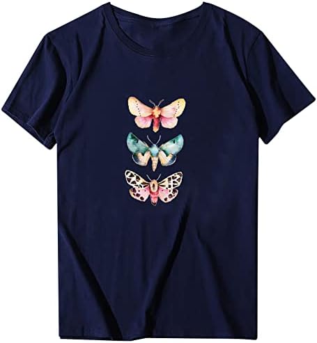 Kadınlar için T-Shirt sevgililer Günü kısa kollu yuvarlak boyun basit tarzı böcek baskı üst T-Shirt