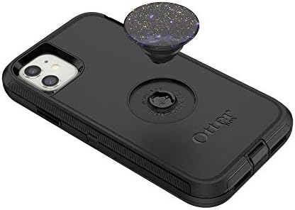 iPhone 11 için Otter + Pop: PopSockets Değiştirilebilir PopTop ile OtterBox Defender Serisi Kılıf-Siyah ve Sütlü Şaşkınlık
