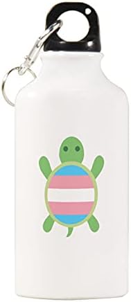 Transseksüel Bayrak Kaplumbağa Hafif Alüminyum Spor su Şişesi BPA ücretsiz Anahtarlık Ve vidalı kapaklı 400ml