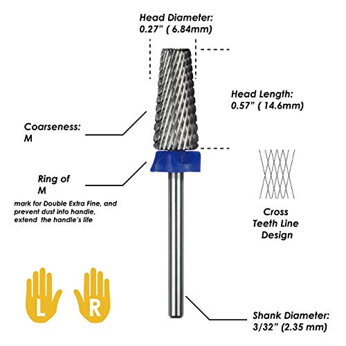 C & I 5 in 1 Çok fonksiyonlu Konik Şekil Tırnak Matkap, Çapraz Diş Baskı, profesyonel Matkap Ucu için Tırnak Manikür Makinesi