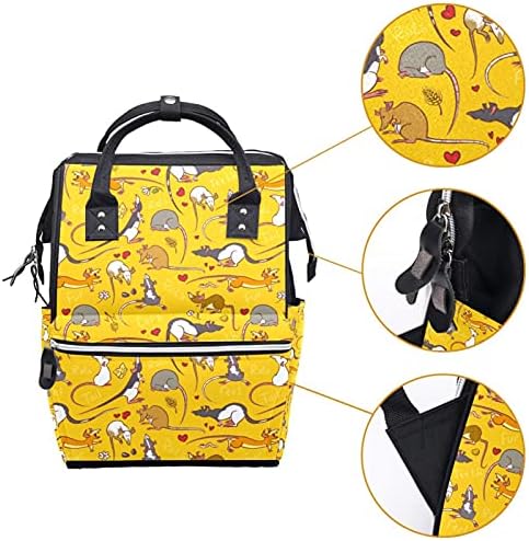 Laptop sırt çantası seyahat sırt çantası rahat Daypacks okul omuz çantası fantezi sıçan hayvan sarı
