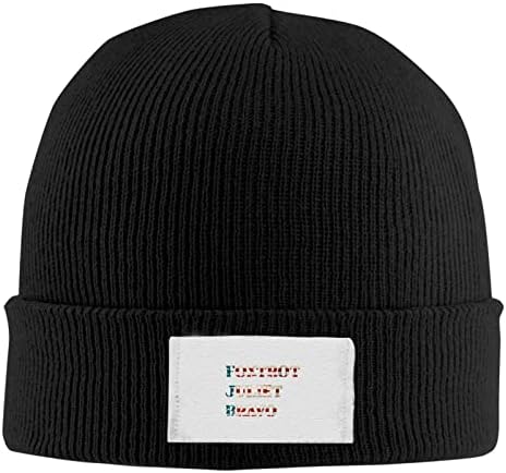 Foxtrot Juliet Bravo Bayrağı Kadın Örgü Hımbıl Şapka Kaflı Bere Şapka Kış Sıcak Kap Erkekler (Siyah)