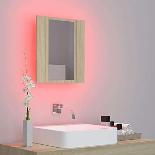 Raflı ve Ayarlanabilir Renk Sıcaklığına Sahip Duvara Monte LED Banyo Aynası Dolabı, Aynalı Işıklı Ecza Dolabı, Sunta