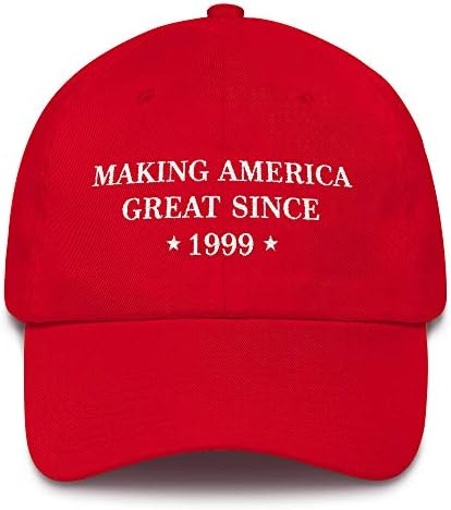 Hogue WS LLC 1999'dan Beri Amerika'yı Harika Yapıyor Şapka (İşlemeli Pamuklu Baba Şapkası) MAGA Trump 20. Doğum Günü