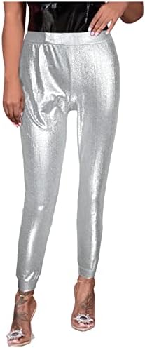 BHSJ kadın parlak Pullu Tayt Casual Pullu Glitter Bling Yoga Pantolon ince bacak pantolon Tatil Kıyafetler için