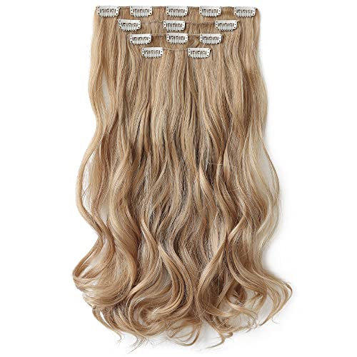 Siyah saç ekleme Uzun Sentetik Saç Parçaları Kadınlar ıçin 22 Düz Hairpieces Dalgalı Kıvırcık Doğal Kalın Saç Parçaları 4 adet