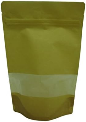 8 oz. Kraft Pirinç Kağıdı Stand Up Fermuarlı Kese w/Pencere (Kahve Paketleme, Çay Paketleme, Sarsıntılı Paketleme)