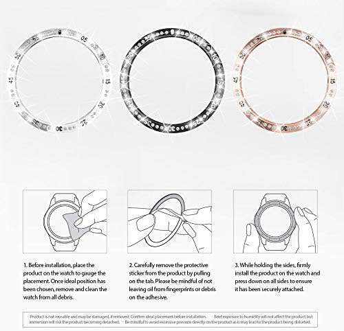 FitTurn ile Uyumlu Samsung Galaxy s2 Klasik Çerçeve Yüzük Takı Paslanmaz Çelik Kordonlu Saat ve Çerçeve Yüzük Kapak Elmas Kayış