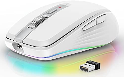 FMOUSE Şarj Edilebilir Kablosuz Fare, RGB ışıklı Çift Modlu Fare, 2.4 G Kablosuz ve Bluetooth 5.1 2400 DPI USB - C Şarj Edilebilir