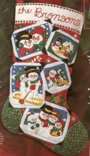 Bucilla Noel Tatili Çorap Seti-Keçeler, Payetler, Boncuklar - Kardan Adam Aile Noel - Boyut 18 veya 45.7 cm