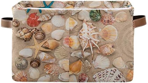 Depolama Sepeti Deniz Plaj Deniz Kabuğu Denizyıldızı saklama kutusu Kolu ile Katlanabilir Dikdörtgen Kumaş Organizatör Sepeti