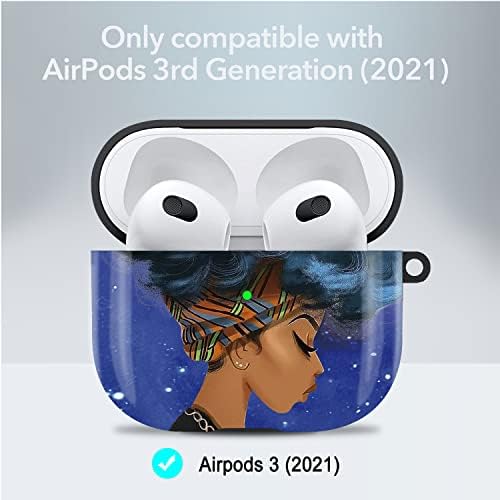 Airpods 3 için kılıf (2021) , İQEMODO Afro-Amerikan Kız Airpods 3rd Nesil Kılıf Kapak Kızlar Kadınlar için Karabina ile, TPU