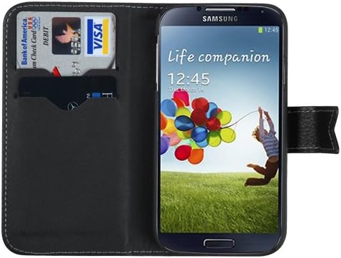 Samsung Galaxy S 4 için Tepsi ve Kart Yuvası ile MyBat Kitap Tarzı MyJacket Cüzdan-Perakende Ambalaj-Siyah / Kahverengi