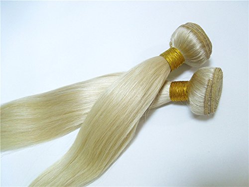 Saç Atkı Sarışın 100 % Remy (Remi) Brezilyalı İnsan saç Atkı Örgü Uzantıları Düz Sarı Saç (Renk 613) 100g Her Paket tarafından