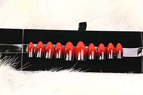 Tabut Tırnaklarında El Yapımı Siyah Ve Kırmızı Baskı, Bling Akrilik Sahte Tırnaklar (XS)