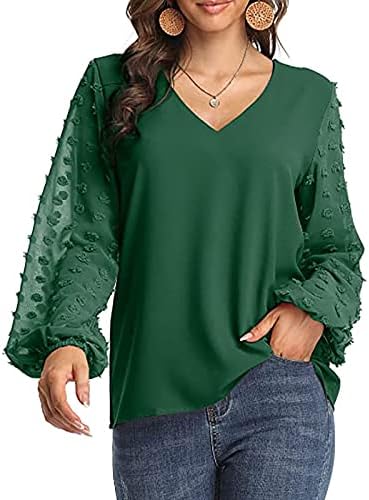 Kadınlar için moda üstleri Perspektif Uzun Kollu V Boyun Katmanlı Şifon Zarif Bluz Düz Renk Nefes Gömlek