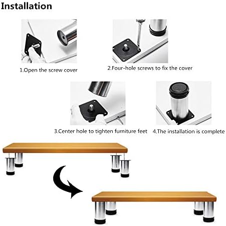 XUYİANGEL Mobilya Dolap Metal Bacaklar Paslanmaz Çelik Ayarlanabilir Mutfak Ayakları Yuvarlak 2 Mobilya Bacak Paketi 4 (50x50mm)