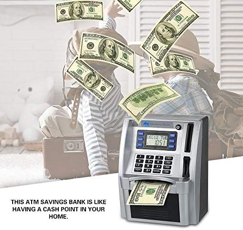 2021 Yükseltilmiş ATM Tasarruf Bankası, Mini ATM Kumbara Makinesi ile Çocuklar Yetişkinler için Gerçek Para için Kart, sikke