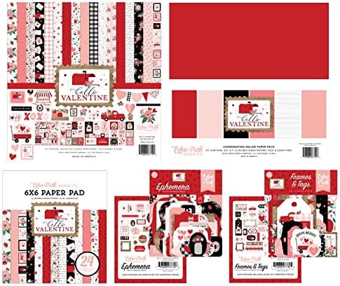 Echo Park Hello Valentine-12x12 Koleksiyon Paketi, 12x12 Koordine Edici Katılar, 6x6 Kağıt Pedi, Efemera ve Çerçeveler ve Etiketler