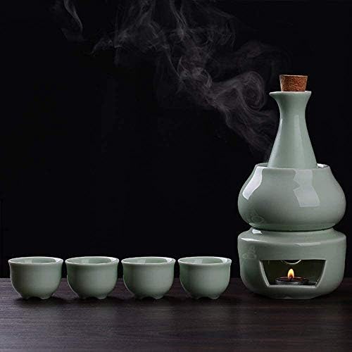 Japon El Yapımı Aşkına Set 7 Parça İle İsıtıcı Pot Ve Mum Soba, İçin Soğuk/Sıcak / Shochu / Çay, Aile Ve Arkadaşlar İçin En