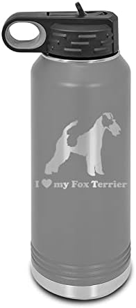 Fox Terrier'imi Seviyorum Lazer Kazınmış Su Şişesi Özelleştirilebilir Polar Deve Paslanmaz Çelik Saman ile Birçok Renk Boyutu
