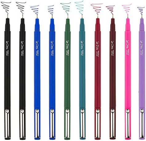 UCHİDA LePen Porous Point Pen, 1 Paket, Siyah, Mavi, Kırmızı, Yeşil, Pembe, Lavanta, Bordo, 10 Sayım