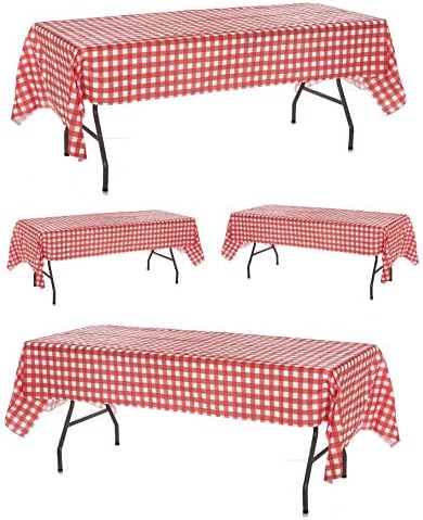 4'lü Plastik Kırmızı ve Beyaz Kareli Masa Örtüleri - 4'lü Paket - Piknik Masa Örtüleri