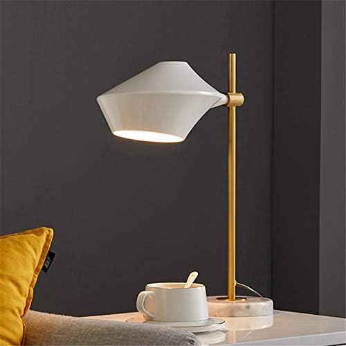 NIUYAO Masa Lambası Dönebilen Geometrik Metal masa lambası Nordic Okuma Lambası Beyaz Gece Lambası Mermer Tabanı ile