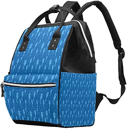 Laptop sırt çantası seyahat sırt çantası rahat Daypacks okul omuz çantası hipokampus mavi denizcilik