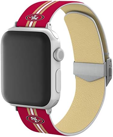 San Francisco 49ers Tam Baskı saat kayışı ile Kazınmış Toka ile Uyumlu Apple Watch-38 / 40mm Stripes