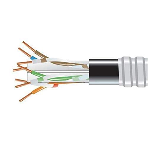 ABD'de Üretilen Sertifikalı 150 ' RJ45 BX MC Zırhlı Cat 6 Katı Ethernet Kablosu Tel Kemirgen Kanıtı, beyaz