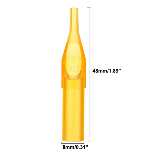 uxcell 50 adet Tek Kullanımlık Plastik Dövme İpuçları Dövme İğneler Makineleri için 13RT 48mm Uzunluk Sarı