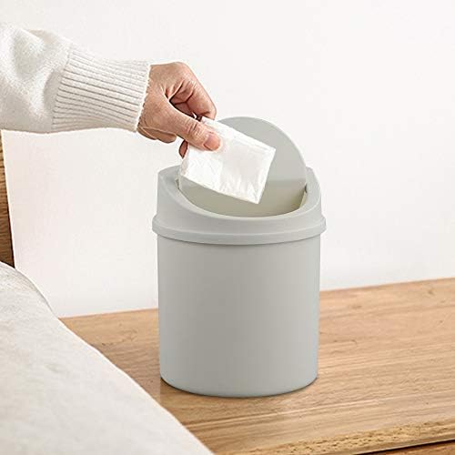 CadineUS 2 Litre Mini Masaüstü Çöp Tenekesi Salıncak Kapaklı Küçük Çöp Tenekesi Çöp Kutusu (Beyaz)