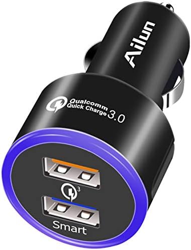 Ailun araç şarj adaptörü Çift Akıllı USB Bağlantı Noktaları 4.8 A 24 W Mavi halka ışık ıçin iPhone 12/12 Pro / 12 Mini / 12