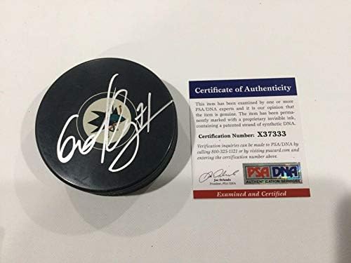 Nikolay Goldobin İmzalı İmzalı SJ San Jose Köpekbalıkları Hokey Diski PSA DNA COA b-İmzalı NHL Diskleri