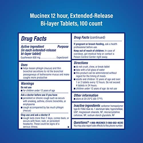 Mucinex 12 Saat Uzatılmış Salımlı Tabletler-Guaifenesin Aşırı Mukusun Neden Olduğu Göğüs Tıkanıklığını Hafifletir (1 Doktor