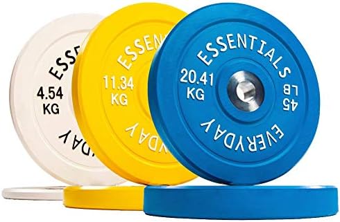 BalanceFrom Everyday Essentials Renk Kodlu Olimpik Tampon Plakası Çelik Göbekli Ağırlık Plakası, 160 lbs Set