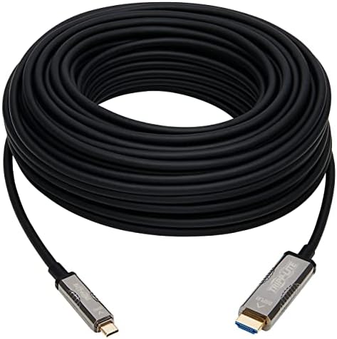 Tripp Lite USB-C-HDMI Fiber Aktif Optik Kablo, 4K Video @ 60HZ (4:2:2), UHD, HDR, CL3 Dereceli, Siyah, 2,2 HDCP, 164 Fit /