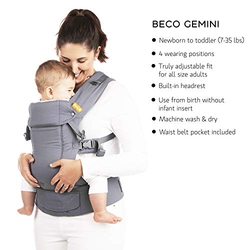 Beco İkizler Bebek Taşıyıcı - Serin Koyu Gri, Şık ve Basit 5-in-1 Tüm Pozisyon Sırt Çantası Tarzı Sapan Tutmak için Bebekler,