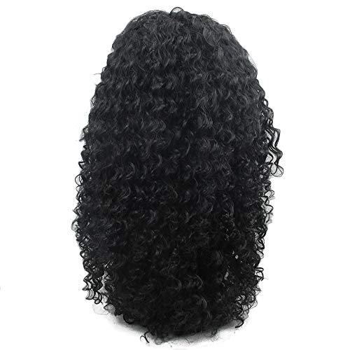 Derin Kıvırcık Peruk Siyah Kadınlar için Uzun Afro Kıvırcık Peruk Patlama İle, yüksek Yoğunluklu Doğal Siyah Renk Katmanlı
