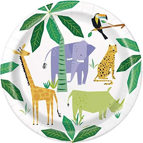 Orman Orman Hayvanlar Aslan Kaplan Zebra Zürafa Fil Safari Premium Deluxe Doğum Günü Parti Malzemeleri Jumbo Paket Paketi için