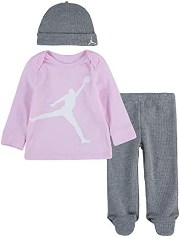 Jordan Bebek Kız Uzun Kollu Gömlek, Ayaklı Pantolon ve Bere Şapka 3 Parça Set