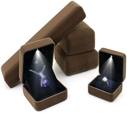 BFTGS Hediye için LED ışık ile LED Mücevher Kutusu Alyans Kolye Küpe Ekran Depolama Mücevher Kutuları (Renk: E, Boyutu: Gösterildiği