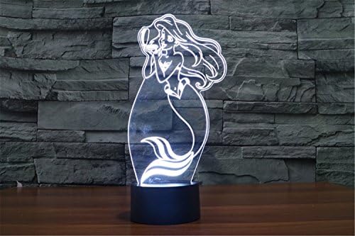 Mermaid 3D Dokunmatik Optik ILLusion Gece Lambası Çarpıcı Görsel Üç Boyutlu Etkisi 7 Renk Değiştirme Masa Masa Deco Lamba Yatak