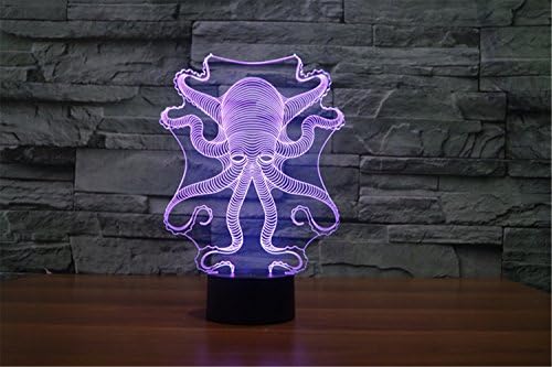 Ahtapot 3D Dokunmatik Optik ILLusion Gece Lambası Çarpıcı Görsel Üç Boyutlu Etkisi 7 Renk Değiştirme Masa Masa Deco Lamba Yatak