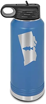Rhode Island Bas Lazer Kazınmış Su Şişesi Özelleştirilebilir Polar Deve Paslanmaz Çelik ile Saman-Devlet Şekilli Largemouth
