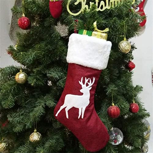 JJJNB 4 Adet Noel Stocking Hediye Çantası, 16-18 in Büyük Çanta Şeker Çanta, noel Ağacı Dekorasyon Çorap Aile Tatil Noel Partisi